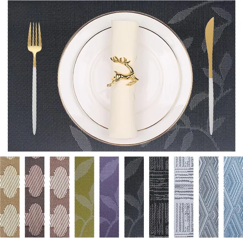 Vista 14 de Manteles individuales de vinilo resistentes al calor, lavables, fáciles de limpiar, manteles individuales de plástico para cocina, mesa de comedor