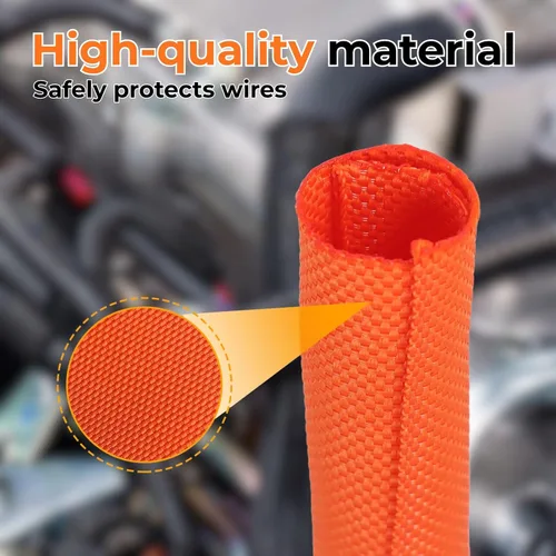 Vista 4 de Funda de gestión de cables trenzada dividida de 1/2 pulgada para cable USB, cable de alimentación, cable de audio y video, protector de cable