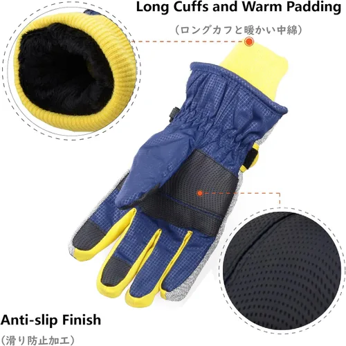 Vista 4 de JEELAD Guantes de esquí para niños y niñas, guantes de nieve de invierno, resistentes al viento, guantes de ciclismo para niños y niñas, clima frío