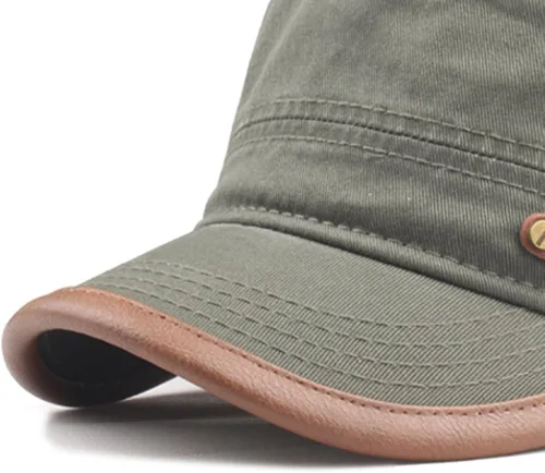 Vista 5 de CACUSS Mens Baseball Cap Cotton Cadet Hat Military Breathable Flat Top Adjustable Army Cap