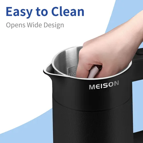 Vista 4 de 0.6L Hervidor Eléctrico Pequeño de Acero Inoxidable, Calentador de Agua Caliente Portátil de Pared Doble, Tetera de Té Mini de Tacto Frío, Apagado