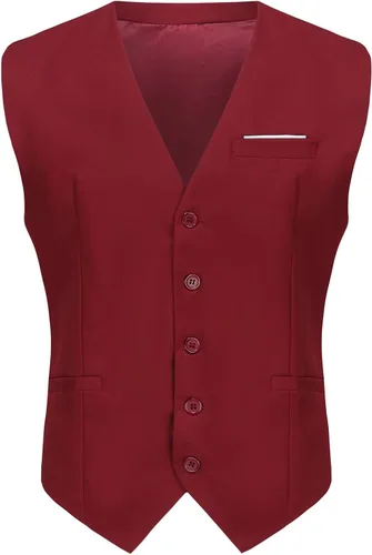 Vista 7 de Chaleco formal de negocios para hombre, chaleco ajustado con cuello en V, traje de esmoquin Gris