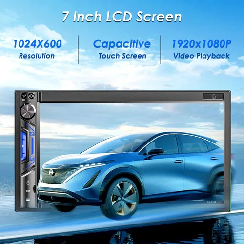 Vista 7 de Estéreo de coche Bluetooth de doble din: receptor de audio de coche con pantalla táctil LCD de 7 pulgadas - Mirrorlink MP5 Radio para coche con AM
