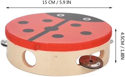Vista 4 de Tambor de percusión de mano de madera de 5.9 in para niños, regalos de canciones de baile (1#)