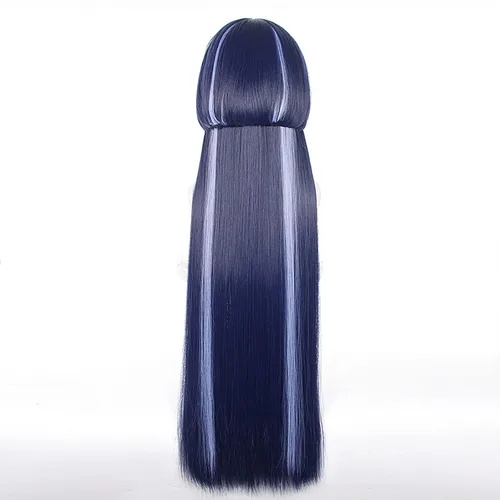 Vista 5 de XiongXiongLe Scaramouche - Peluca azul para cosplay, peluca larga y recta, peluca de repuesto de cabello sintético para niños, para fiestas