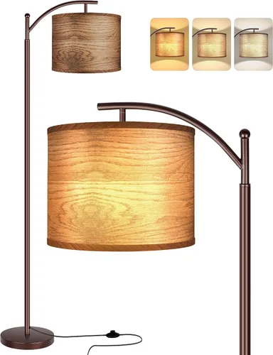 Vista 15 de Rottogoon - Lámpara de pie para sala de estar, lámpara de pie LED con 2 pantallas para dormitorio, incluye bombilla LED de 9 W - Negro Sombra