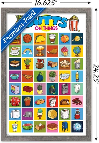 Vista 3 de Trends International Brian Cook: Butts on Things - Póster de collage de pared, 22.4 pulgadas de largo x 14.7 pulgadas, versión enmarcada de madera