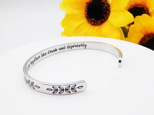 Vista 175 de Pulseras inspiradoras para mujer, joyería de acero inoxidable, con refranes, pulsera motivacional con mensaje oculto, pulseras grabadas para mejor