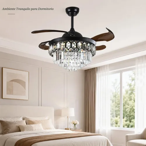 Vista 3 de Ventilador de techo de cristal moderno Fandian de 42 pulgadas con luces 3 - Capa de cristal