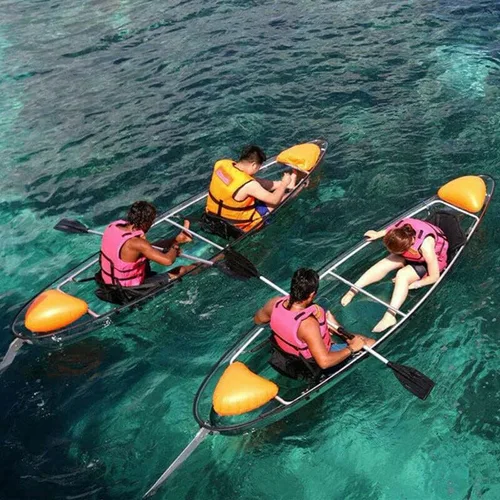 Vista 4 de Canoa transparente transparente para 2 personas de 11 pies para kayak con luces LED coloridas NUEVO