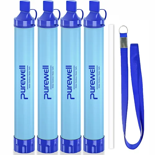 Vista 9 de Purewell - Filtro de agua al aire libre de filtración de agua personal; purificador de agua con mecanismo de urgencia con pajilla para supervivencia