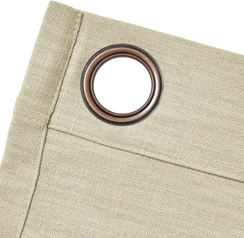 Vista 4 de Frelement Cortinas de lino de lino de bronce con ojales para interiores, tratamiento de ventanas para sala de estar, dormitorio, habitación