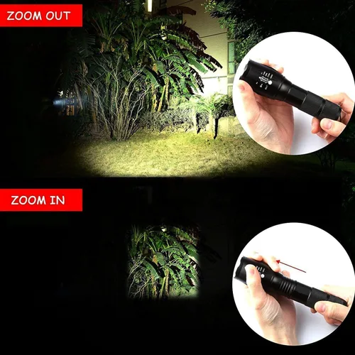Vista 2 de Linterna impermeable LED táctica de grado militar de 5 modos de alto lúmenes (paquete de 4)