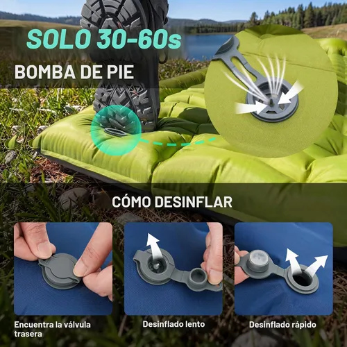 Vista 4 de Overmont Almohadilla de dormir ultraligera para acampar con almohada, bomba