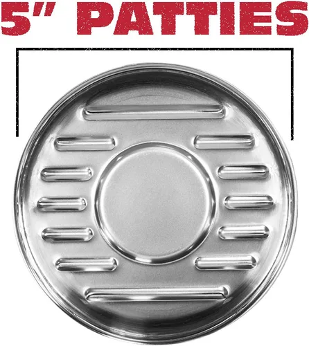 Vista 3 de BBQ-Aid Prensa de Hamburguesas de Porcelana de 5"- Aplastador de Hamburguesas Redondo para Asar Uniformemente, Hamburguesas Rellenas- Prensador