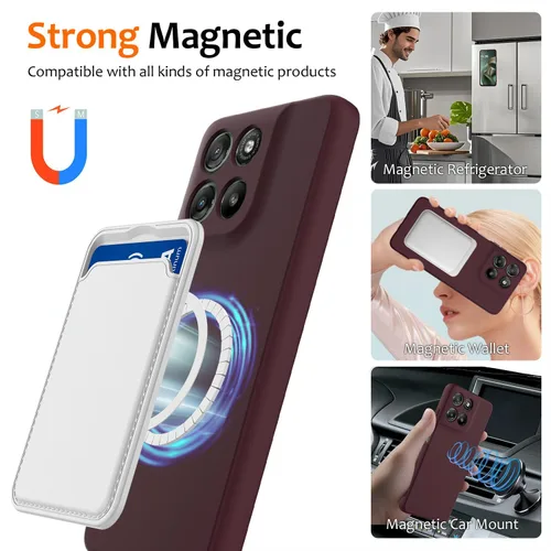 Vista 3 de Compatible with Motorola Moto G57 Power 5G Pure Color Simple Case,Support Magnetic Ring, Thin Slim Liquid Silicone Soft Rubber Gel TPU Full Camera