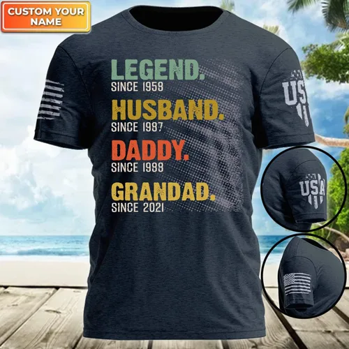 Vista 2 de Camiseta personalizada de leyenda, marido, papá, abuelo ya, camiseta personalizada para el día del padre, camiseta de manga larga, sudadera, Hoddie
