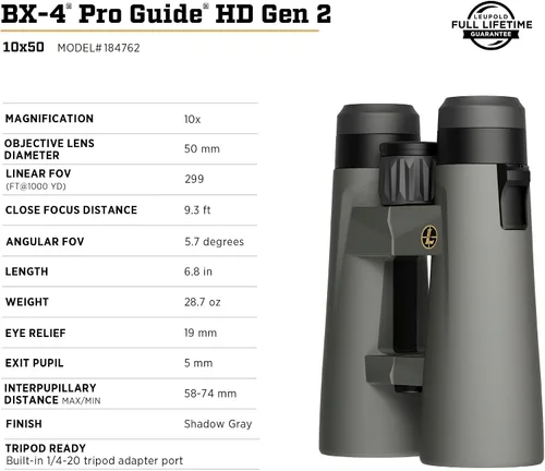 Vista 6 de Leupold BX-4 Pro Guide HD binoculares, 10x50mm Gen 2 (184762)