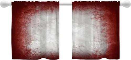 Vista 199 de Shrahala Beige and Orange Abstract Art Brushstrokes Blackout Curtain Tiers, Abstract Oil Paint Kitchen Valance Light Blocking Tier Drapes with Rod