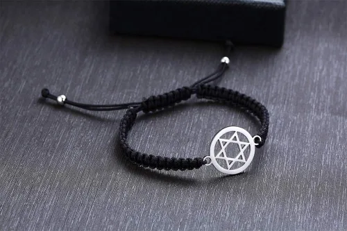 Vista 5 de MEALGUET 1-5 pulseras de acero inoxidable con dije de estrella de David trenzadas, joyería judía, regalo religioso para hombres y mujeres, Metal