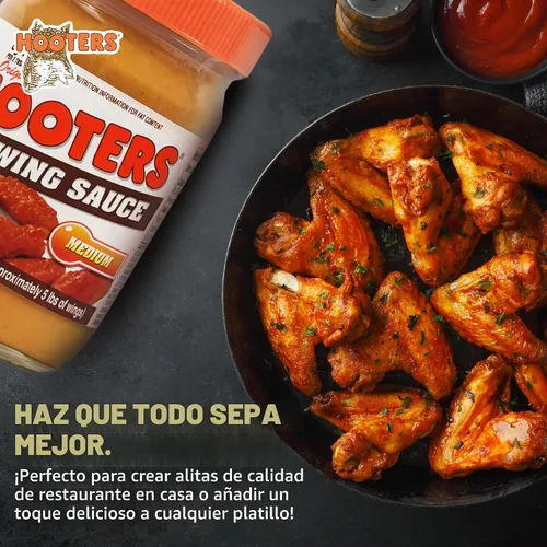 Vista 5 de La Salsa de Ala Media de The Original Hooters - Sabor Versátil de Calidad de Restaurante - Ideal para Alas de Pollo, Costillas y Mariscos