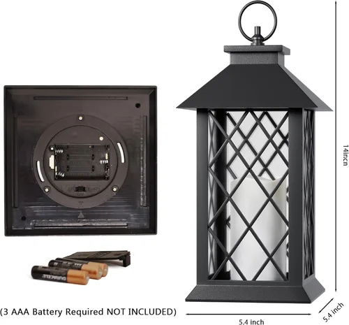 Vista 4 de JOIONE Linternas decorativas negras para velas, 2 paquetes de 14 pulgadas Diamante 2