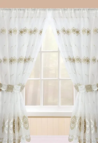 Vista 8 de Popular Bath Arabella - Cortina de ducha de lujo beige – Elegante decoración de baño, impermeable, resistente al moho, resistente a la decoloración