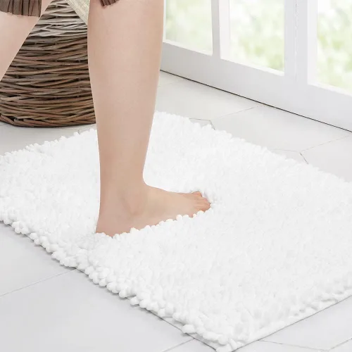 Vista 96 de Walensee Alfombra de baño antideslizante (32x20, azul oscuro) absorbente de agua, súper suave, felpilla peluda, lavable a máquina, se seca