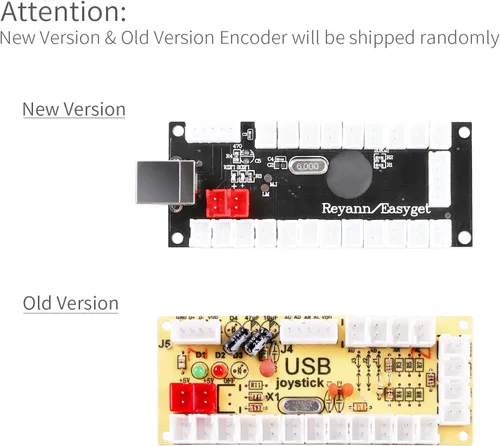 Vista 2 de Easyget 2-Player DIY Arcade Kit USB to Joystick Arcade DIY Parts Kit For PC, Windows, MAME, Raspberry Pi - 2x Zero Delay USB Encoder + 2x Arcade