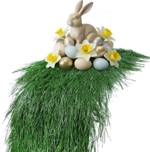 Vista 9 de XLX TURF Manteles Individuales Cuadrados Verdes de Césped Artificial para Centro de Mesa de Fiesta con Tema de Golf, Decoración de Primavera