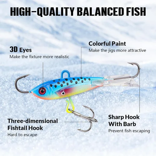 Vista 3 de THKFISH: Señuelos de pesca en hielo, plantillas de pesca en hielo, equipo de pesca en hielo, señuelos duros y plantillas de pesca Walleye, kit