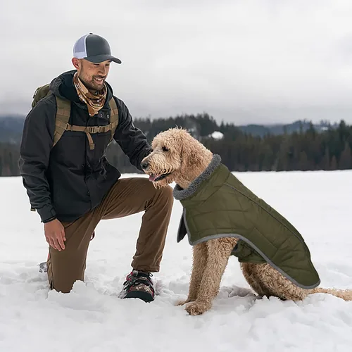 Vista 2 de Fragralley Abrigo para perro pequeño, chaqueta impermeable para perro con forro polar cálido, abrigo de invierno reflectante ajustable para perros
