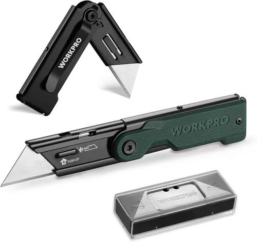 Vista 15 de WORKPRO Juego de cuchillos de bolsillo plegables de cambio rápido de 3 piezas con clip para cinturón