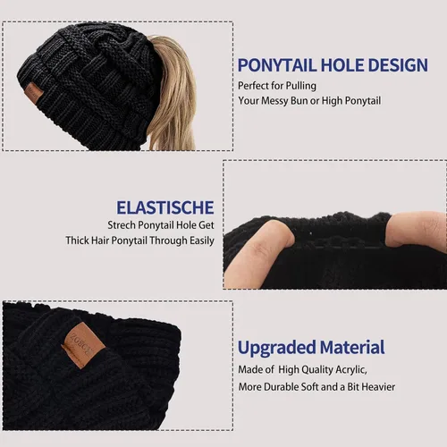 Vista 4 de Rosoz 1 y 2 paquetes de gorros de invierno para mujer