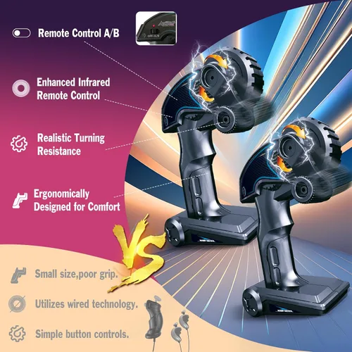 Vista 2 de Juegos de pistas de carreras de coches de ranura eléctrico a control remoto para niños, juego de carreras eléctrico recargable con controladores