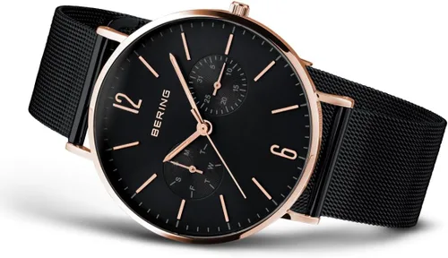 Vista 4 de BERING Reloj analógico unisex de la colección clásica de cuarzo con correa de acero inoxidable y cristal de zafiro