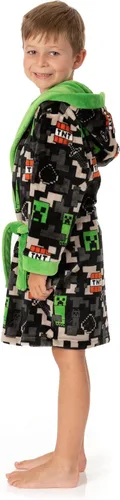 Vista 4 de Minecraft Albornoz para niños, niñas, niños, enredadera, juego TNT, pijama