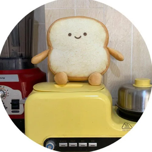 Vista 5 de OUKEYI Almohada de pan tostado, divertido juguete de felpa con forma de pan, expresión facial, suave tostada para niños, adultos, regalo