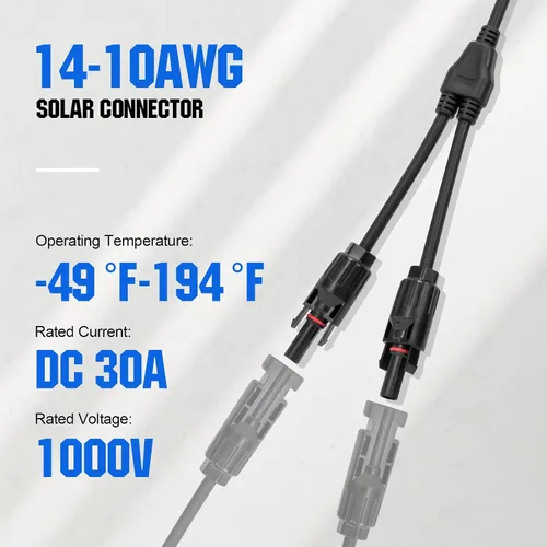 Vista 4 de ECO-WORTHY Conectores solares Y rama paralela PV adaptador cable cable enchufe kit de herramientas para panel solar (M/FF+F/MM)