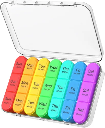 Vista 4 de Daviky Organizador de pastillas 3 veces al día, pastillero diario de 7 días, fundas semanales, organizadores de medicamentos para contener vitaminas
