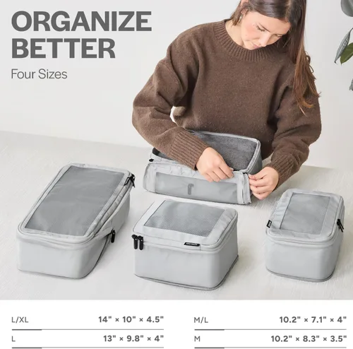Vista 3 de Aerotrunk Cubos de embalaje de compresión para viajes, bolsas organizadoras de equipaje, cubos de embalaje con doble cremallera para maletas
