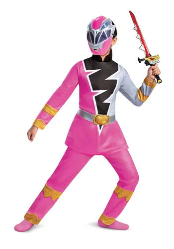 Vista 6 de Disfraz de Power Rangers Dino Fury Ranger Rosa para Niños Multicolor