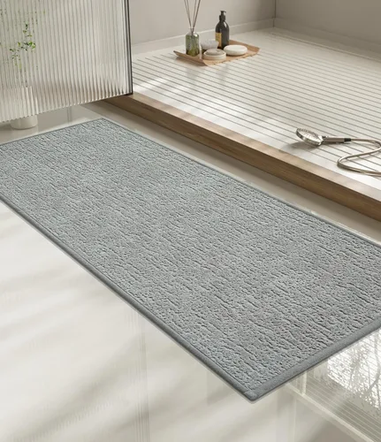 Vista 93 de Chakme Juego de 2 alfombras de baño ultrafinas, absorbentes, antideslizantes, lavables a máquina, color negro, 17 x 24 pulgadas / 17 x 30 pulgadas