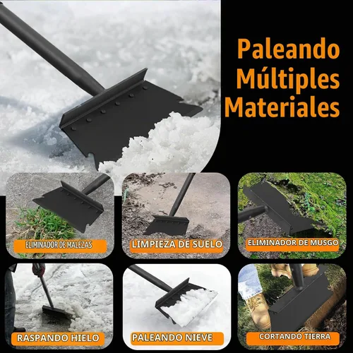 Vista 2 de Raspador de Pala Plana para Jardín, Pala Multifuncional de Limpieza de Jardín con Mango Largo de 59 Pulgadas, Raspador de Piso Resistente