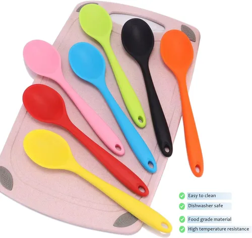 Vista 4 de Vituer - Juego de 7 cucharas de silicona para servir, resistentes al calor, cucharas de cocina antiadherentes para cocinar, cucharas de servir