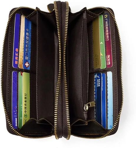 Vista 7 de Hebetag Cartera de cuero para hombre, organizador de muñeca