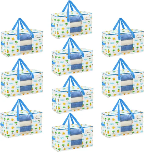 Vista 12 de VENO Paquete de 4 bolsas de mudanza resistentes, bolsas de almacenamiento de ropa y edredón con ventana transparente, suministros de embalaje