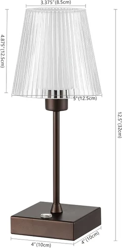 Vista 6 de JONATHAN Y JYL7225A - Lámpara LED recargable portátil de bronce aceitado de 12.5 pulgadas, con pantalla acrílica acanalada transparente, regulable