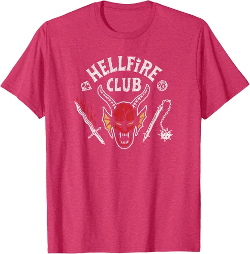 Vista 14 de Stranger Things 4 Camiseta Hellfire Club con Calavera y Armas Negro