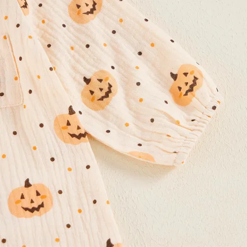 Vista 70 de Disfraz de Halloween para bebé niño y niña, mameluco de manga larga con diseño de calabaza, mameluco para Halloween